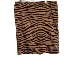 Jones New York Signature Animal Tiger Print Mini Skirt Brown 12